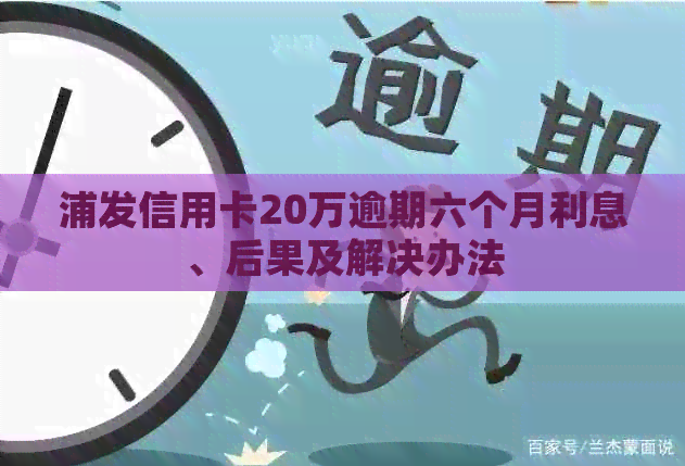 浦发信用卡20万逾期六个月利息、后果及解决办法