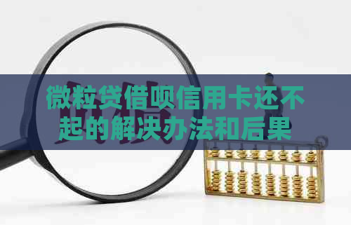 微粒贷借呗信用卡还不起的解决办法和后果