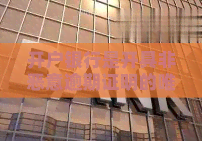开户银行是开具非恶意逾期证明的唯一途径吗？