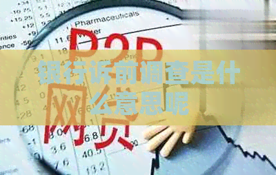 银行诉前调查是什么意思呢