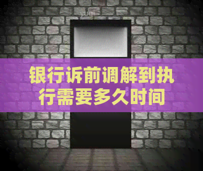 银行诉前调解到执行需要多久时间