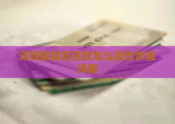 洋钱罐提前还款怎么操作步骤详解