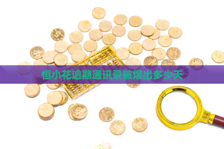 恒小花逾期通讯录被爆出多少天