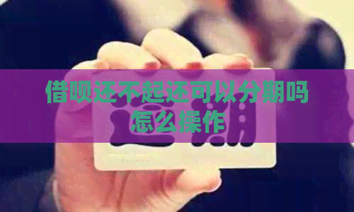 借呗还不起还可以分期吗怎么操作