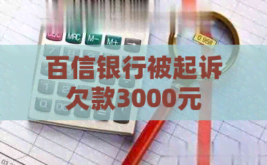 百信银行被起诉欠款3000元