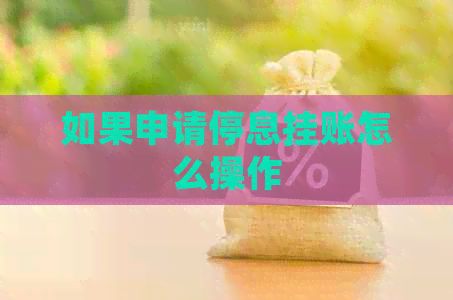如果申请停息挂账怎么操作