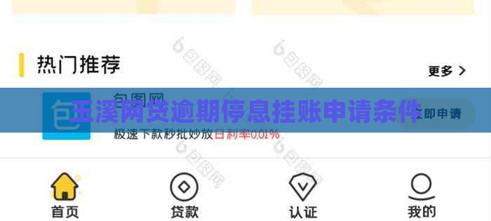 玉溪网贷逾期停息挂账申请条件
