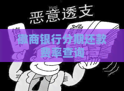 徽商银行分期还款费率查询