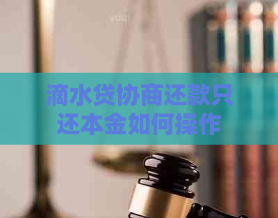 滴水贷协商还款只还本金如何操作