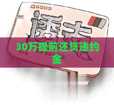 30万提前还贷违约金