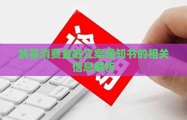 凯基消费金融立案通知书的相关信息解析