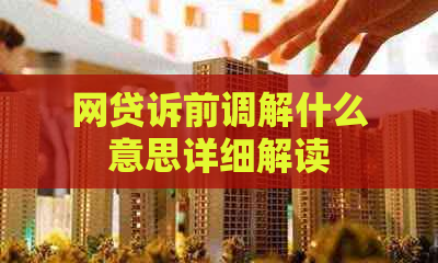 网贷诉前调解什么意思详细解读