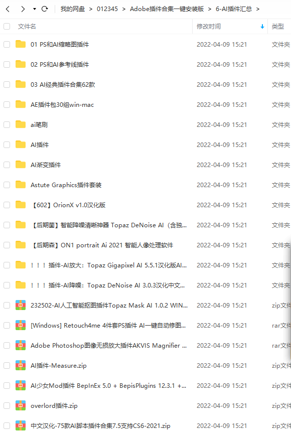 '2021 AI 脚本插件高速网盘资源全集'