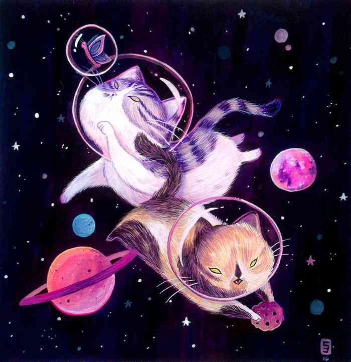 梦幻猫咪插画：穿梭二次元世界的魅力猫咪艺术