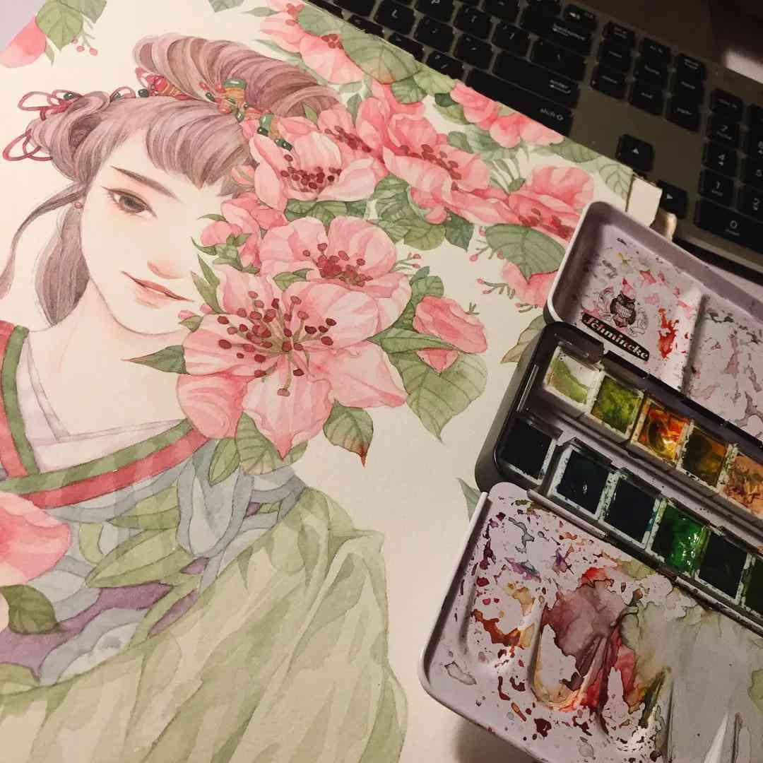 古风绘画素材大全：含人物、山水、花鸟等多种风格画稿     