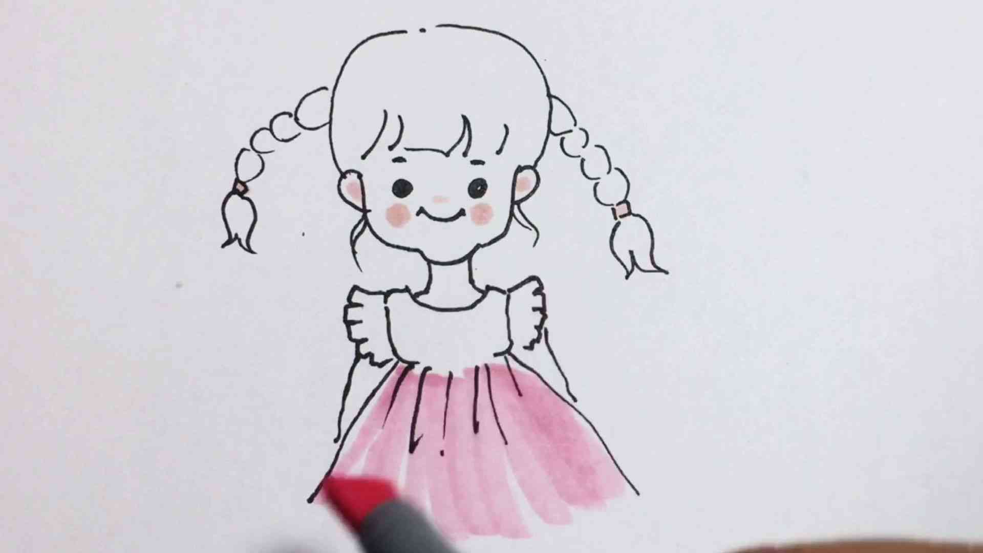 画小姑娘：简笔画教程，如何绘制可爱美丽的小姑娘