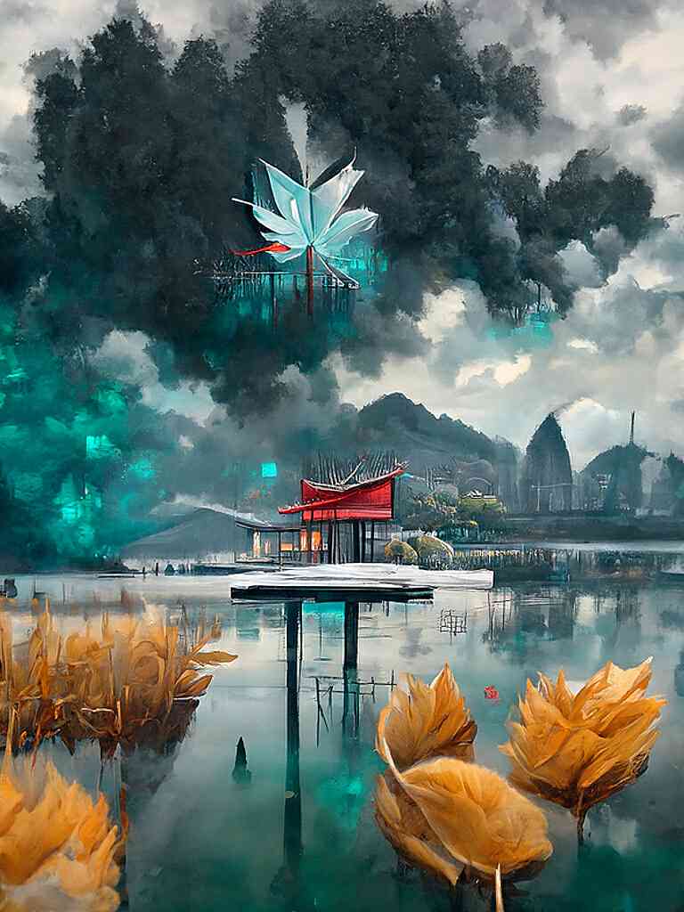 智能AI技术打造绝美风景插画艺术