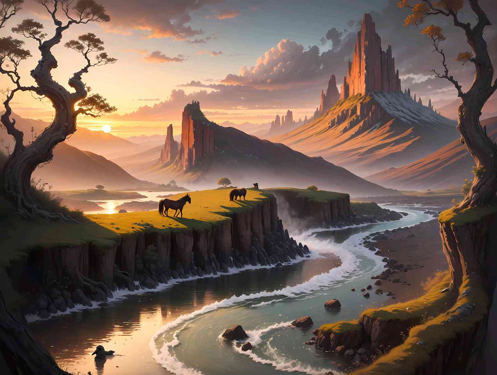 智能AI技术打造绝美风景插画艺术