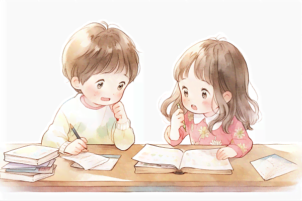 ai画一个调皮的小孩写作业