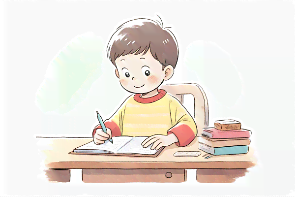 ai画一个男人学生在写作业：小男孩认真书写，专注完成作业场景