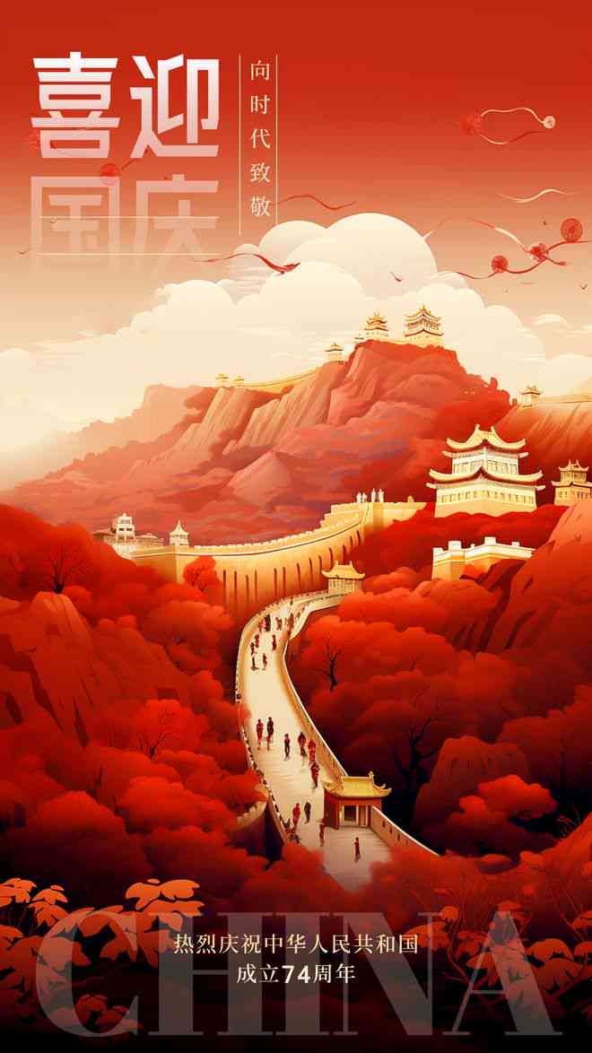 AI中国红特效文案：融合国庆元素打造创意海报设计与文案策划精选