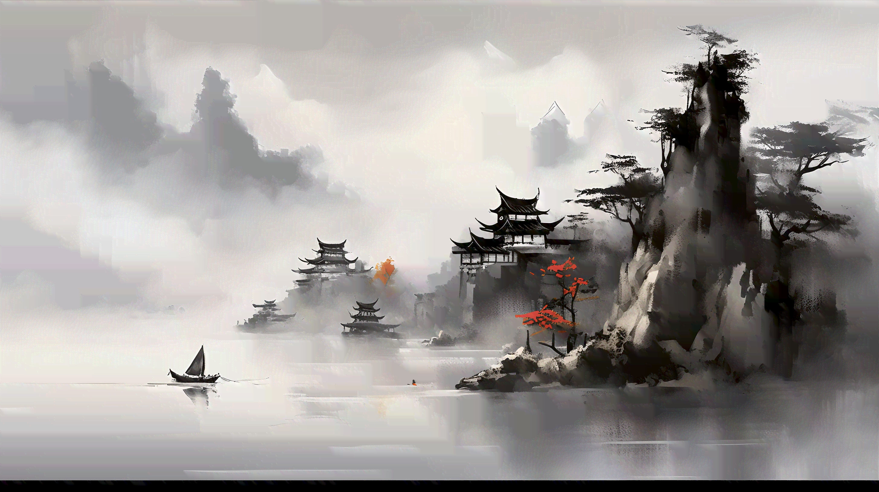 探索AI绘制国韵水墨风景画技艺