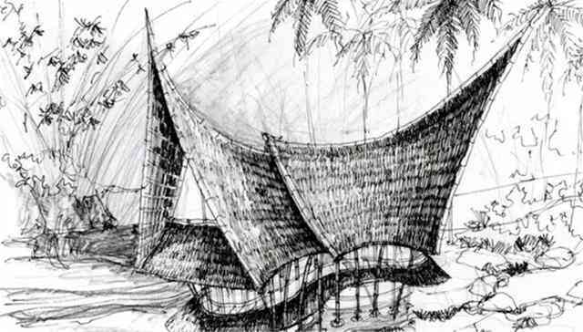 竹屋速写：涵建筑速写技巧与竹篓、竹子描绘