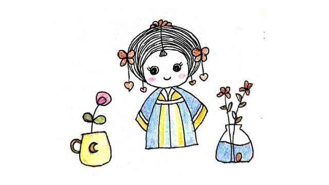中国娃娃怎么画超级好看简笔画：可爱女孩高难度教程