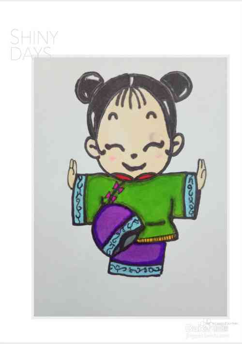 中国娃娃怎么画超级好看简笔画：可爱女孩高难度教程