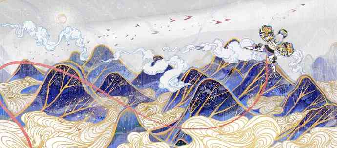 东方美学插画：作品欣、设计元素、书与课程集锦