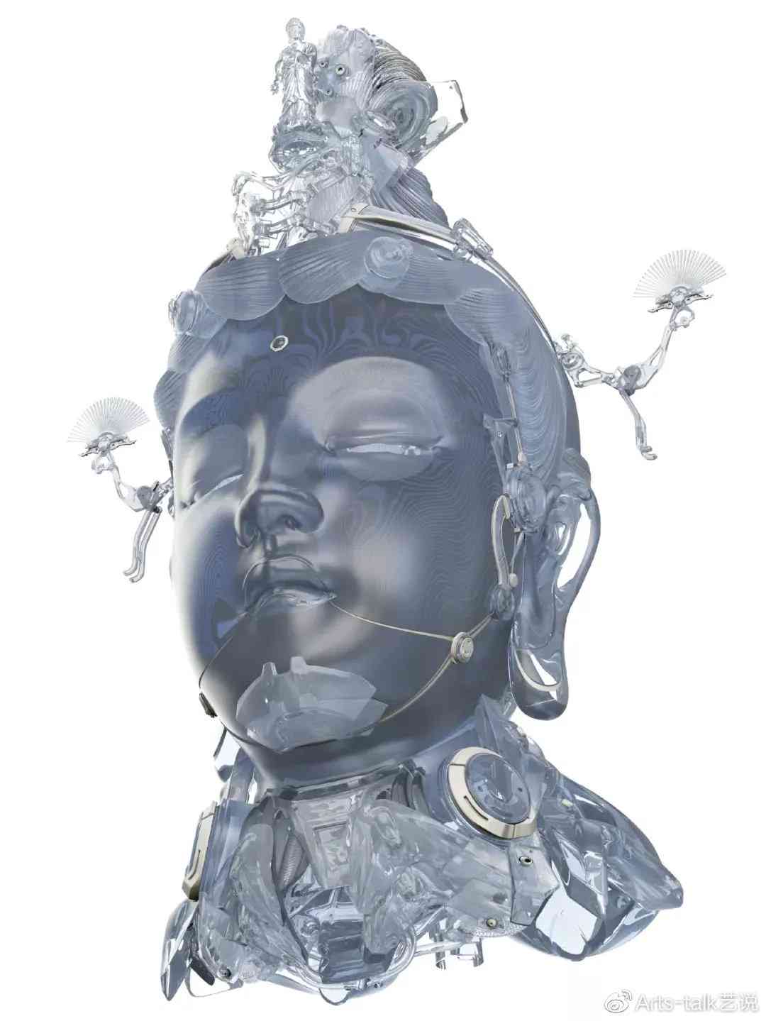 未来科技与宗教融合：探秘赛博朋克风格佛像的艺术魅力