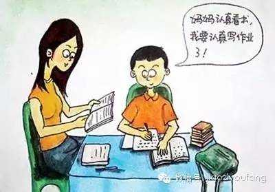 馨时刻：妈妈耐心引导孩子完成作业的生动简笔画