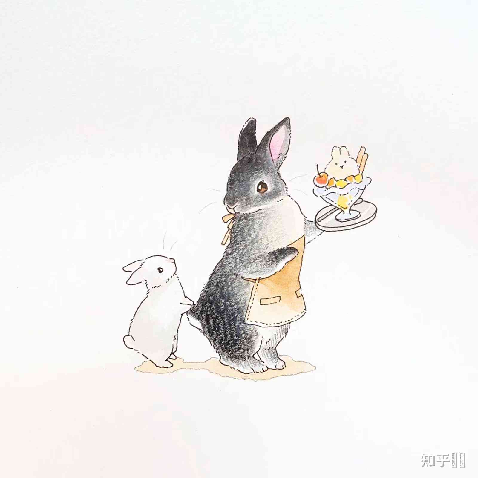 AI画兔子文案：爱兔子教程，兔兔画稿，可爱兔子设计，唯美插画参考