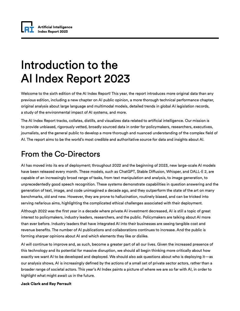 斯坦福2023年ai指数报告出炉
