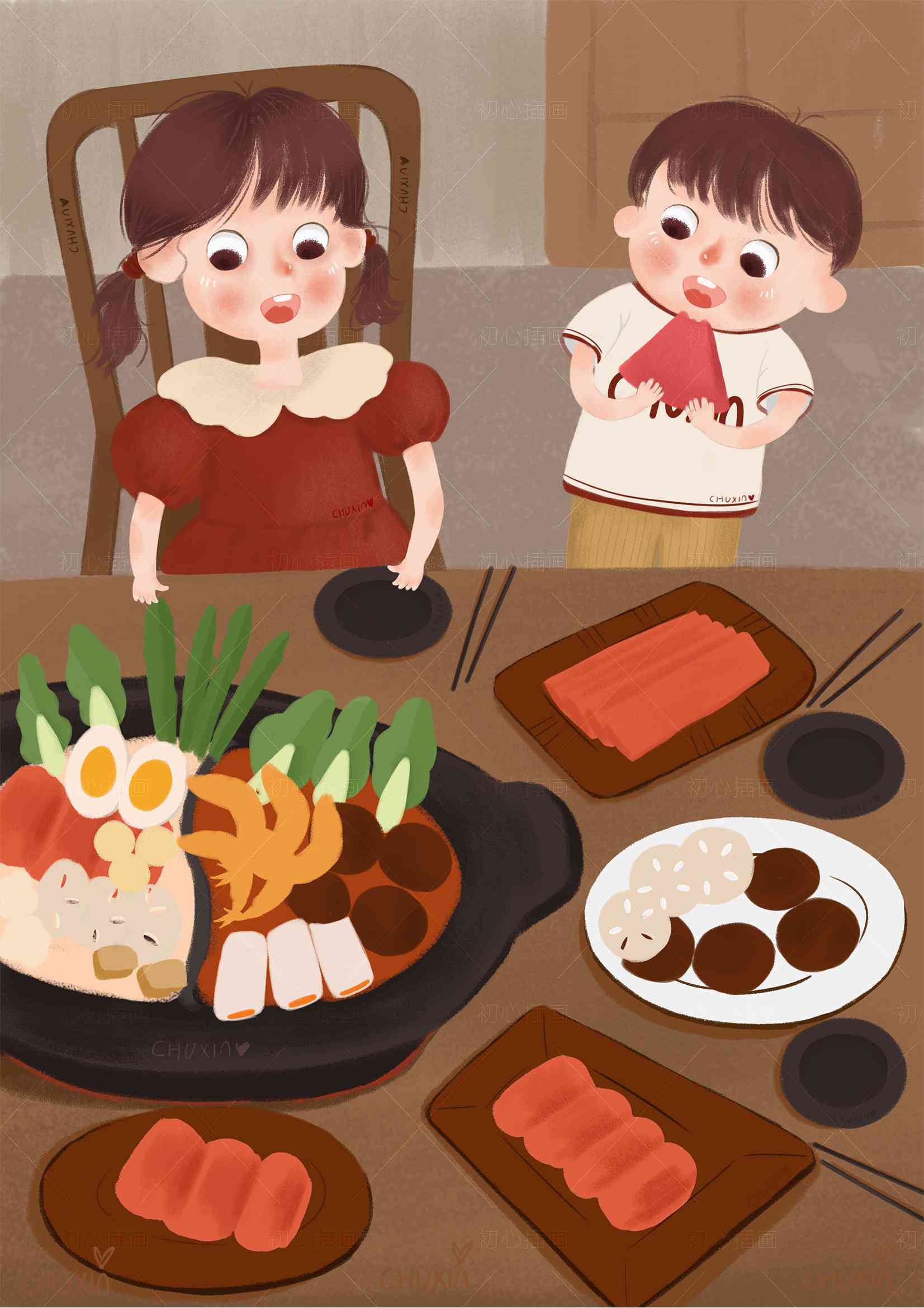 ai插画食物火锅文案短句
