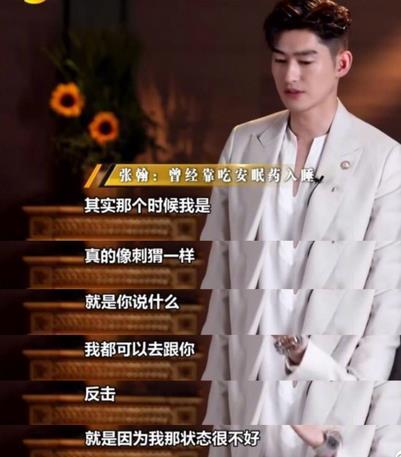 压力太大?张翰自曝人生低谷成刺猬,曾靠吃安眠药入眠